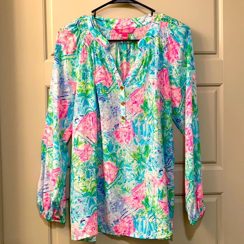 Lilly Pulitzer Elsa top. 100% silk